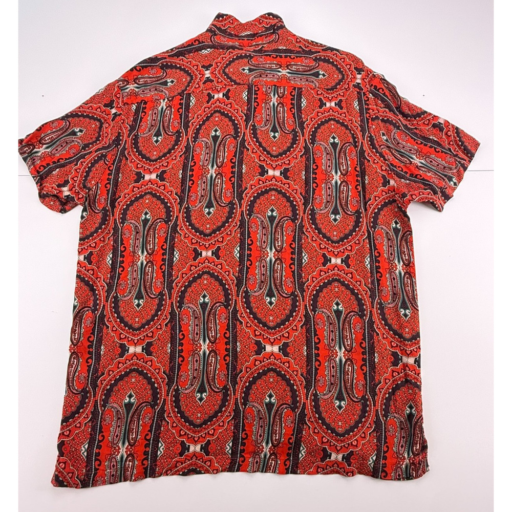 Denim & Flower Ricky Singh Mens XL Paisley Short Sleeve Button Up Shirt Red - Picture 2 of 8